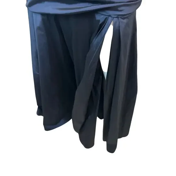 Theia Lace Sleeve Ruched Evening Dress 881865 Midnight Blue Mermaid Gown $748 8 - Picture 11 of 15